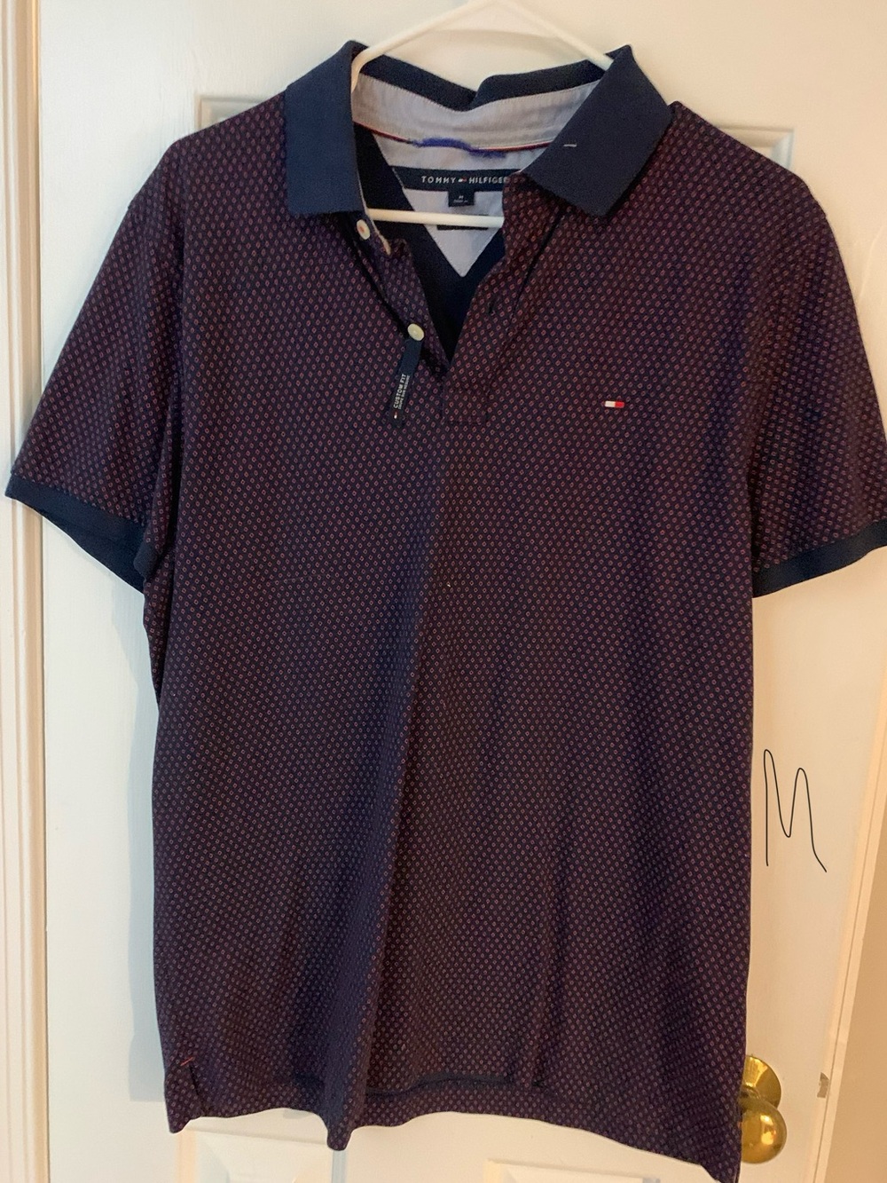 Tommy Hilfiger Men’s Navy Micro-Pattern Polo